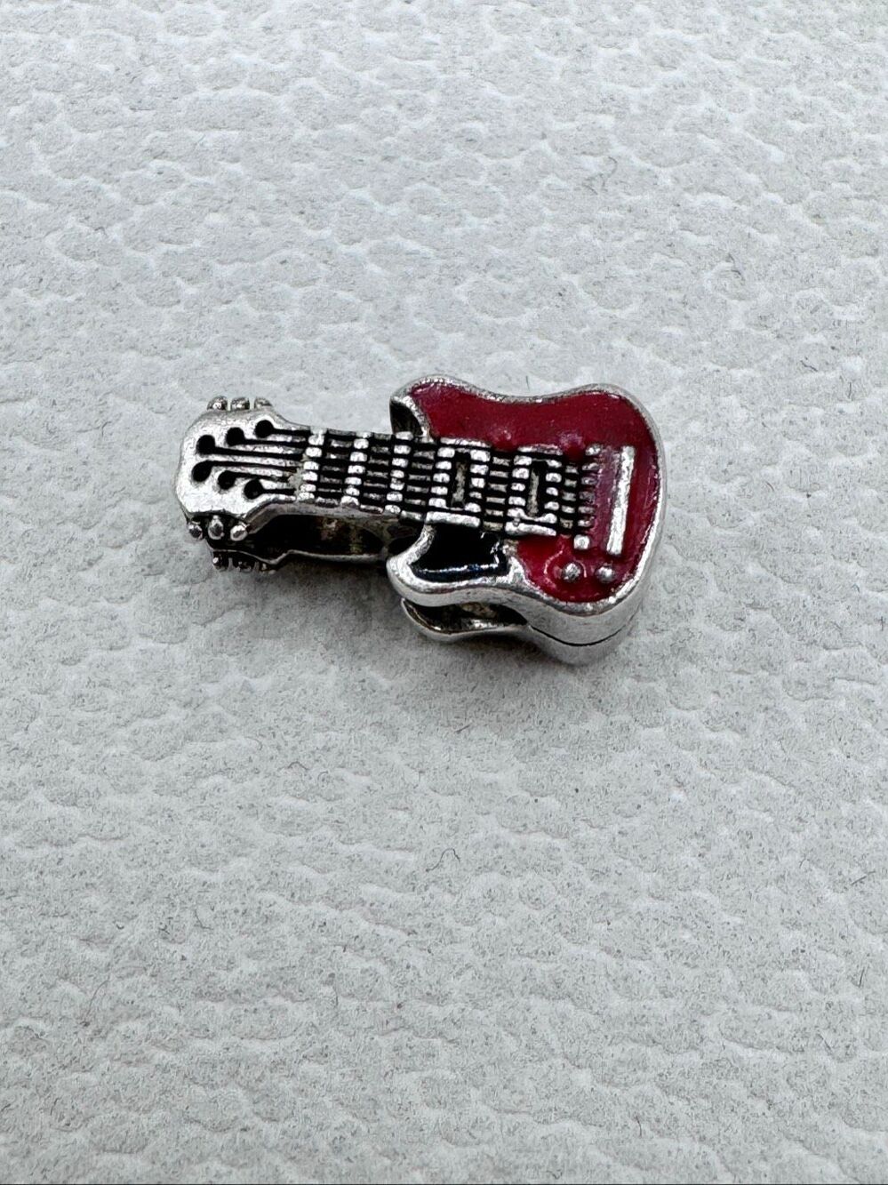 925 Sterling Silver Electric Guitar Rock N Roll Music Instrument Charm Red OS